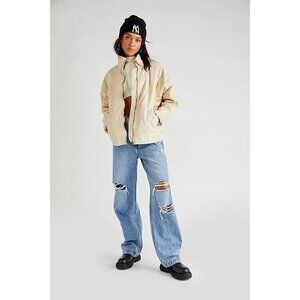 We the Free People Dolman Quilted Vegan Leather Puffer Jacket Cream Size S NEW